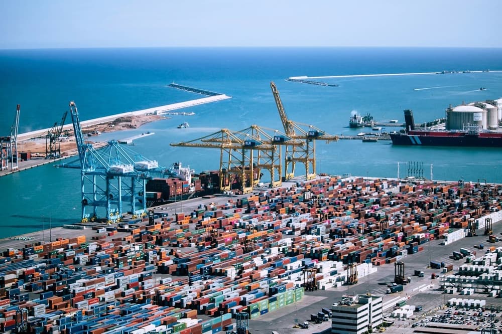 Aerial view of a container terminal